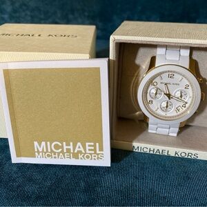 Michael Kors Gold and White Chronograph Watch